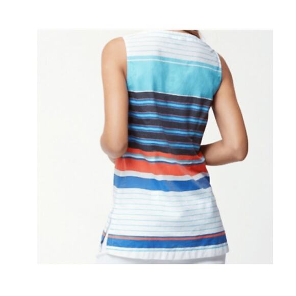 Tommy Bahama Aqua Blue Seaside Stripe Sleeveless Tunic Top Sz L EUC (40" Chest) - Picture 2 of 10